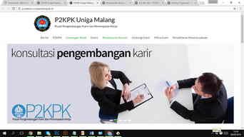 Tangkapan layar situs pusat karir P2KPK versi sebelumnya